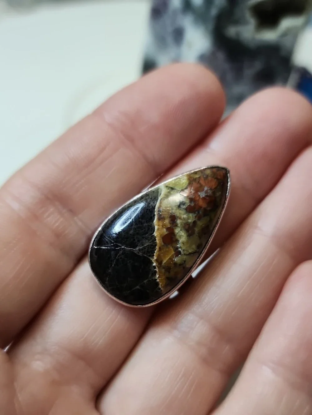 Multicolor Teardrop Gemstone Statement Ring - Women Jewelry
